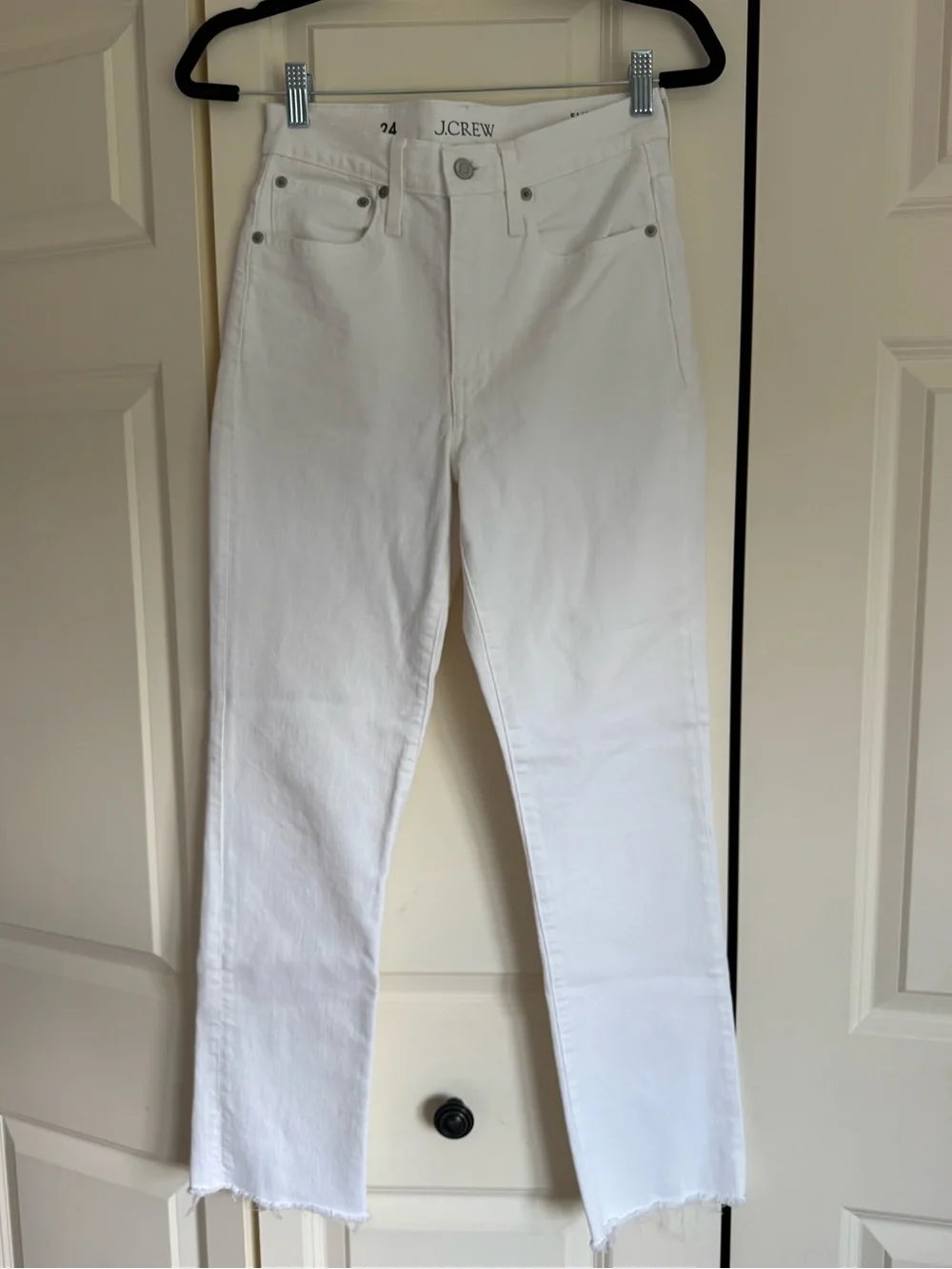 J. Crew White Slim Boyfriend High-Rise Straight Jeans